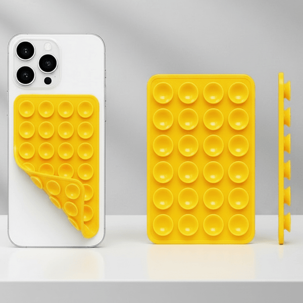Yellow Sticky Phone Stand Silicone Suction Phone Case Mount For Mobile - The Hatke