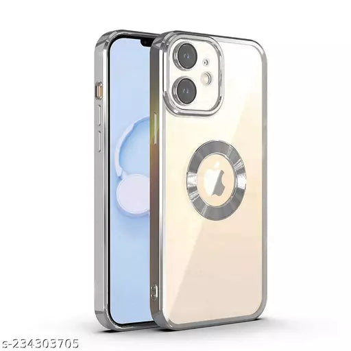 Silver 6D Chrome Logo Cut Transparent Case for Apple iphone 12 Mini