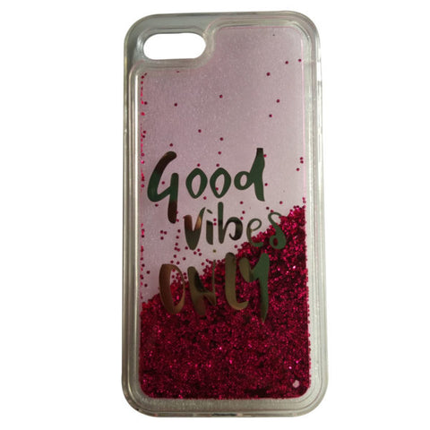 Red Good Vibes Glitter  Silicone Case for Apple Iphone 7