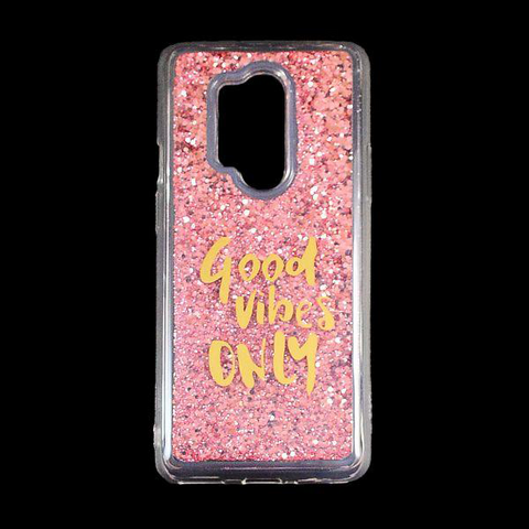 Pink Good Vibes Glitter Case For Oneplus 8 pro