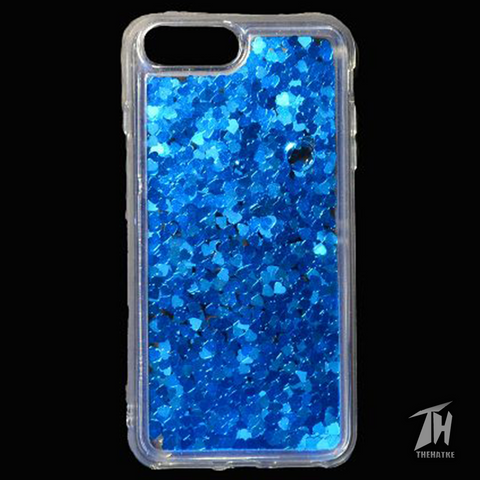 Blue Glitter Heart Case For Apple iphone 7 plus