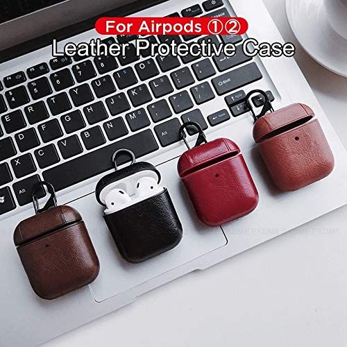 Black Leather Case For Apple Airpods 1/2