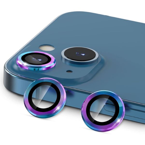 Rainbow Metallic camera ring lens guard for Apple iphone 14