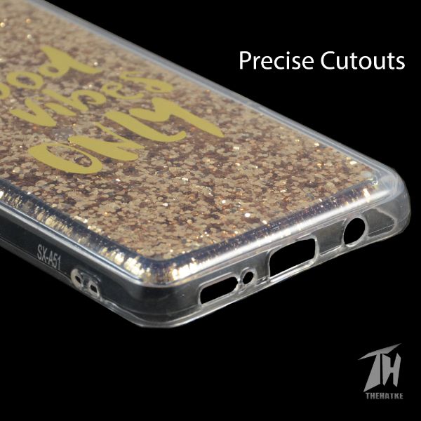Brown Good vibes water glitter silicon case for Samsung m31s