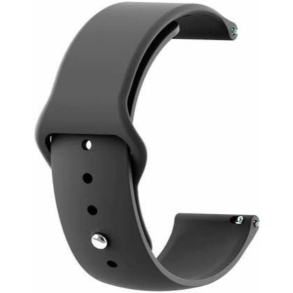 Black Plain Silicone Strap For Smart Watch (20mm)