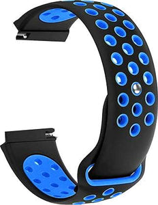 Black Light Blue Dotted Silicone Strap For Smart Watch 22mm