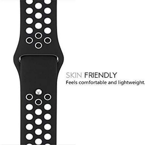 Black White Dotted Silicone Strap For Apple Iwatch (42mm/44mm)
