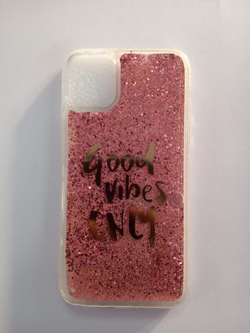 Pink Good Vibes Glitter Case For Apple Iphone 12
