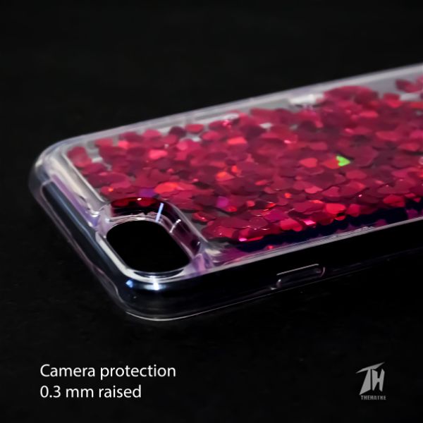 Dark Pink Glitter Heart Case For Apple iphone 7