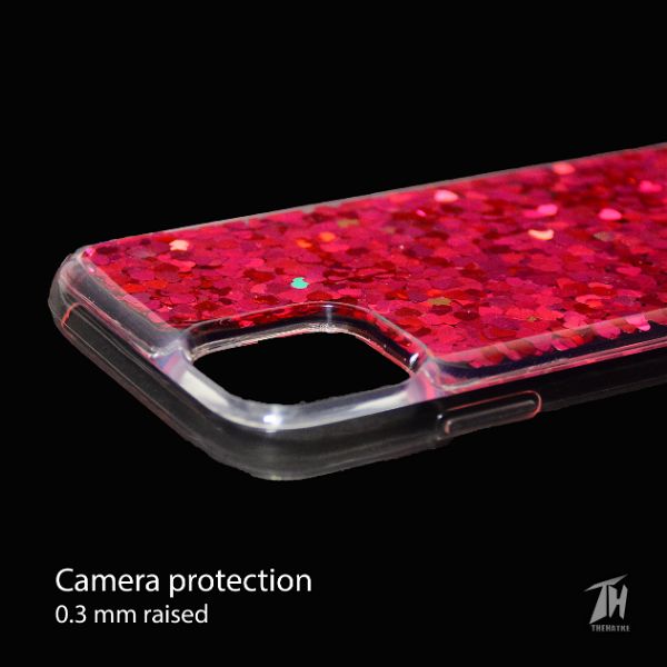 Dark Pink Glitter Heart Case For Apple iphone 11 pro max