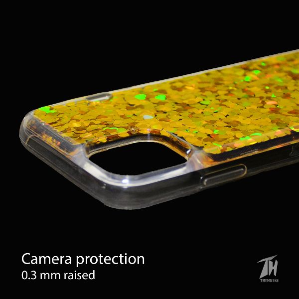 Golden Glitter Heart Case For Apple iphone 11 pro max