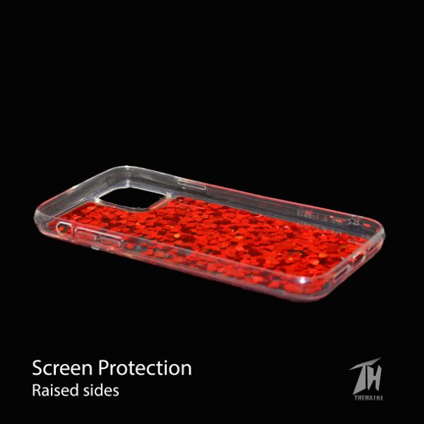 Red Glitter Heart Case For Apple iphone 11 pro