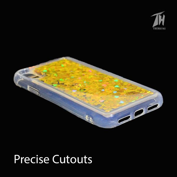Golden Glitter Heart Case For Apple iphone X/Xs