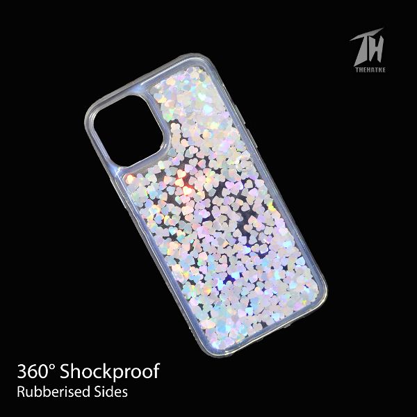 Grey Glitter Heart Case For Apple iphone 11 pro