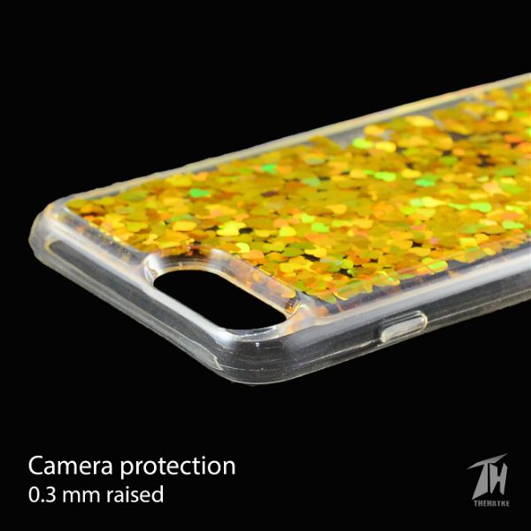 Golden Glitter Heart Case For Apple iphone 8 plus