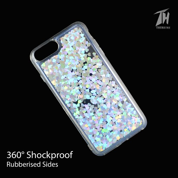 Grey Glitter Heart Case For Apple iphone 8 plus