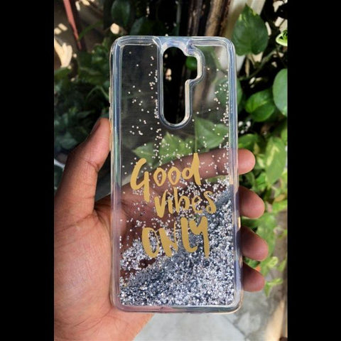 Grey Good vibes water glitter silicon case for Redmi note 8 pro