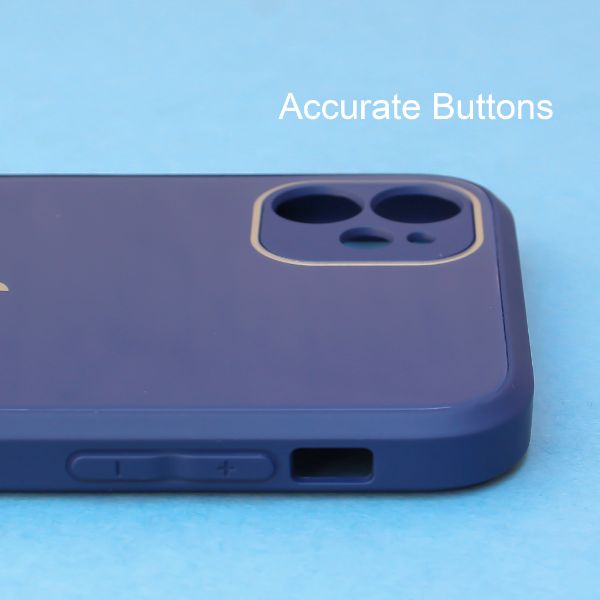 Dark Blue camera Safe mirror case for Apple Iphone 12