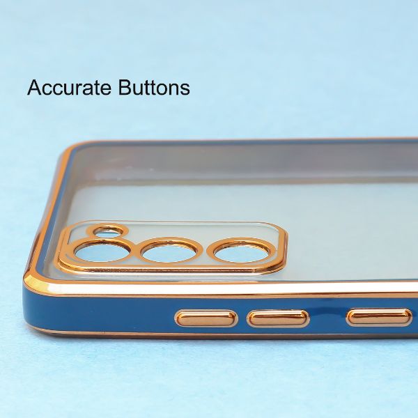Blue Electroplated Transparent Case for Samsung S21 FE
