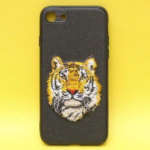Black Leather Yellow Lion Ornamented for Apple iPhone 7
