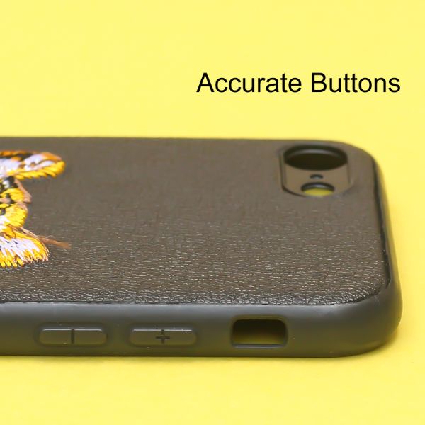 Black Leather Yellow Lion Ornamented for Apple iPhone 7