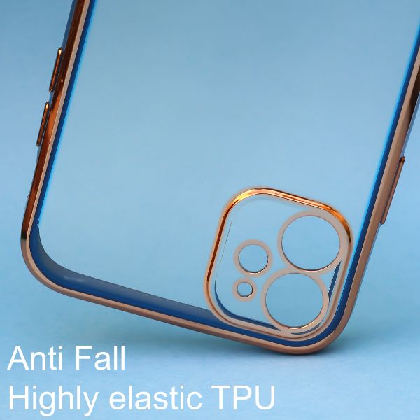 Blue Electroplated Transparent Case for Apple iphone 12