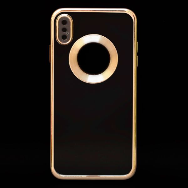 Gold 6D Chrome Logo Cut Transparent Case for Apple iphone Xs Max