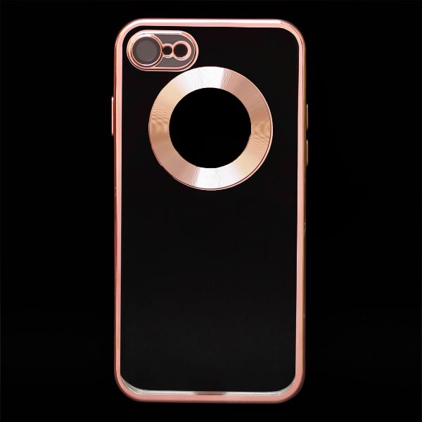 Pink 6D Chrome Logo Cut Transparent Case for Apple iphone 8