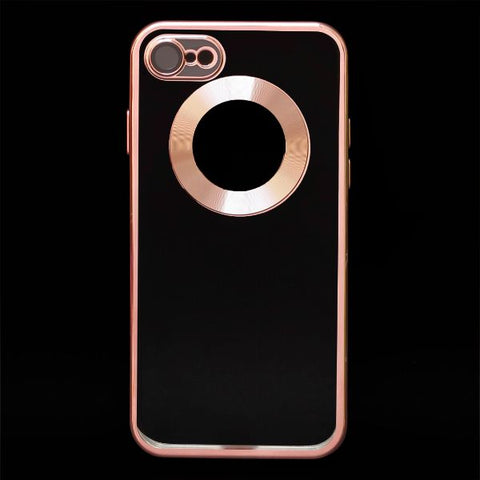 Pink 6D Chrome Logo Cut Transparent Case for Apple iphone 7