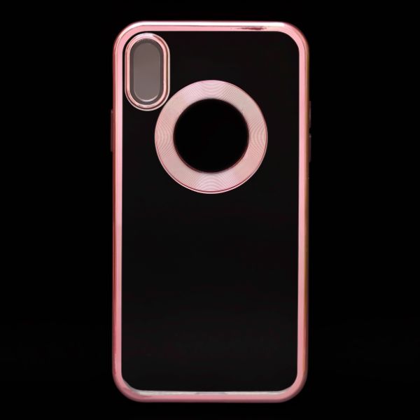 Pink 6D Chrome Logo Cut Transparent Case for Apple iphone Xs Max