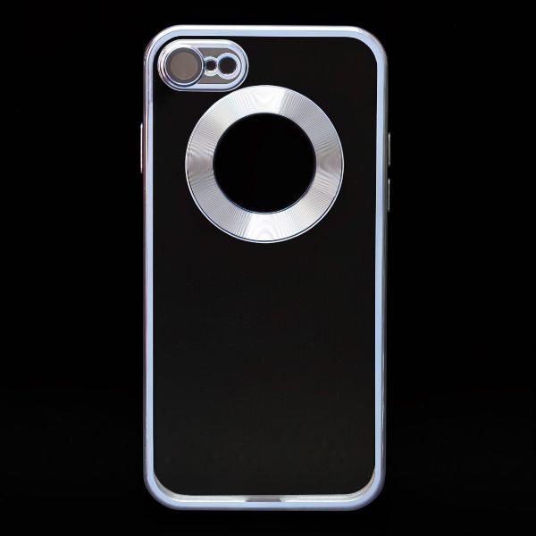 Blue 6D Chrome Logo Cut Transparent Case for Apple iphone SE 2