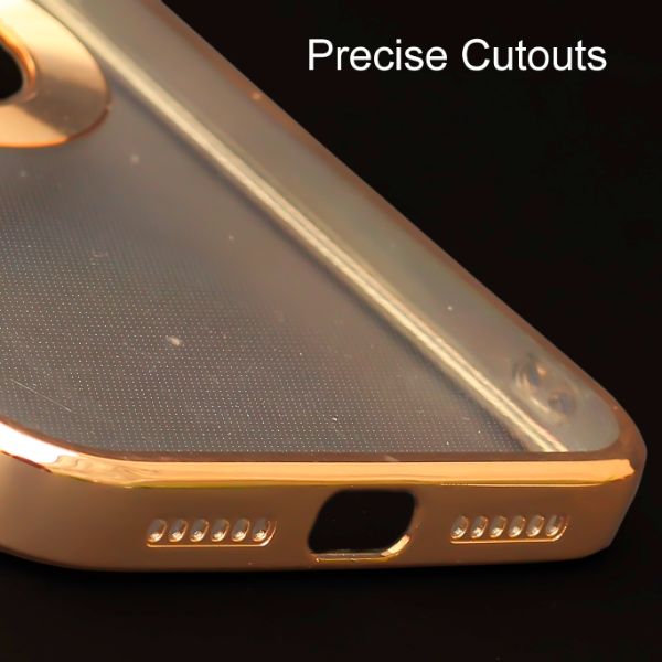 Golden 6D Chrome Logo Cut Transparent Case for Apple iphone 12