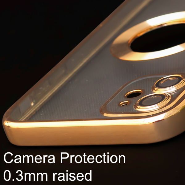 Golden 6D Chrome Logo Cut Transparent Case for Apple iphone 12