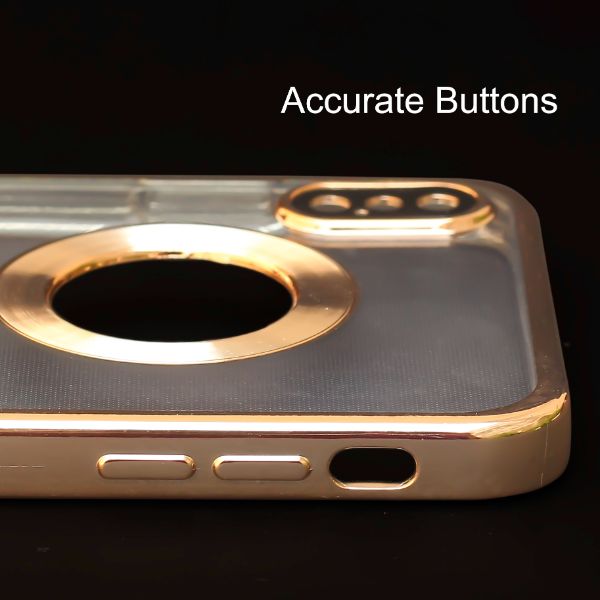 Gold 6D Chrome Logo Cut Transparent Case for Apple iphone Xs Max
