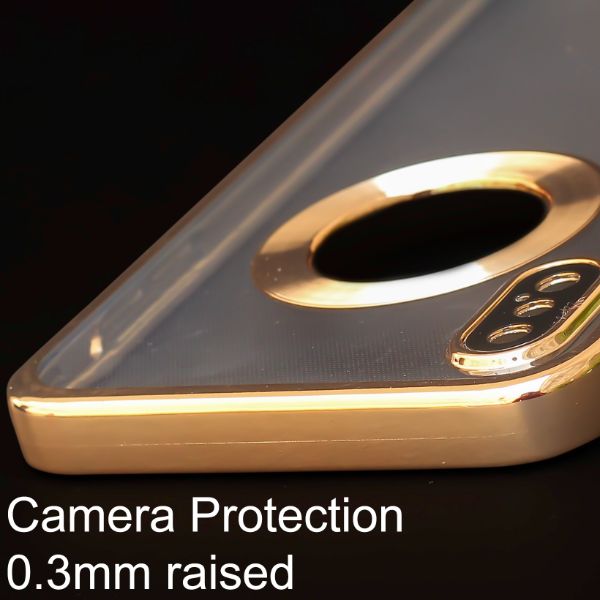Gold 6D Chrome Logo Cut Transparent Case for Apple iphone X/Xs