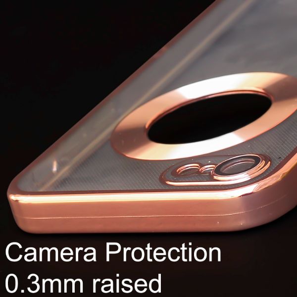 Pink 6D Chrome Logo Cut Transparent Case for Apple iphone 8