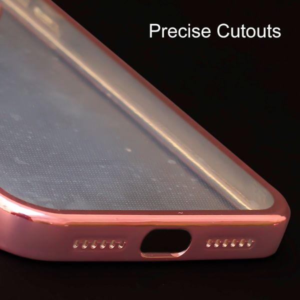 Pink 6D Chrome Logo Cut Transparent Case for Apple iphone Xs Max