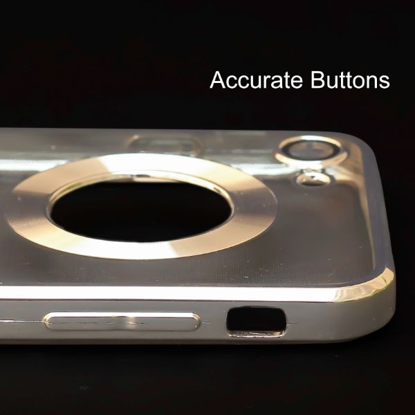 Silver 6D Chrome Logo Cut Transparent Case for Apple iphone SE 2