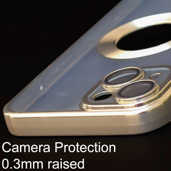 Silver 6D Chrome Logo Cut Transparent Case for Apple iphone 13
