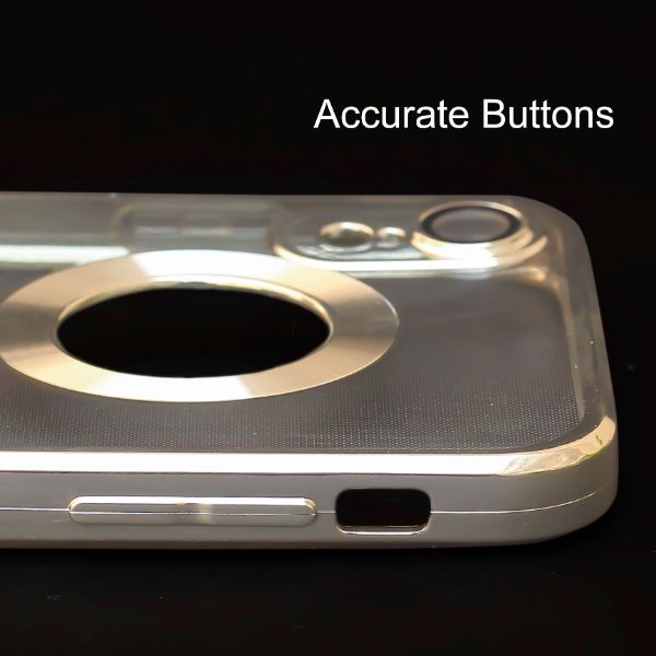 Silver 6D Chrome Logo Cut Transparent Case for Apple iphone XR