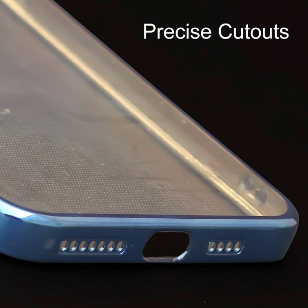 Blue 6D Chrome Logo Cut Transparent Case for Apple iphone Xs Max