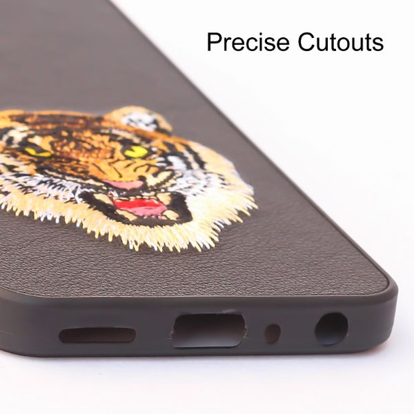 Black Leather Yellow Lion Camera Ornamented for Oneplus Nord CE 2 Lite