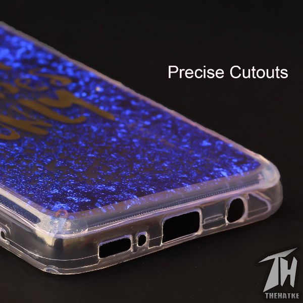 Dark Blue Good vibes water glitter silicon case for Samsung A51