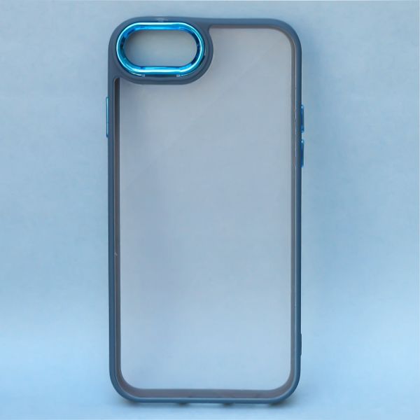 Dark Blue Metal Safe Transparent Case for Apple iphone SE 2