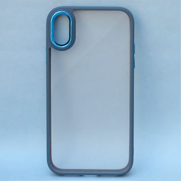 Dark Blue Metal Protection Transparent Case for Apple iphone X/Xs