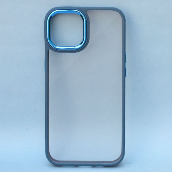 Dark Blue Metal Safe Transparent Case for Apple iphone 12 Pro Max