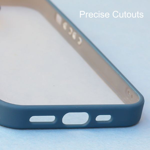 Dark Blue Metal Safe Transparent Case for Apple iphone 12 Pro Max
