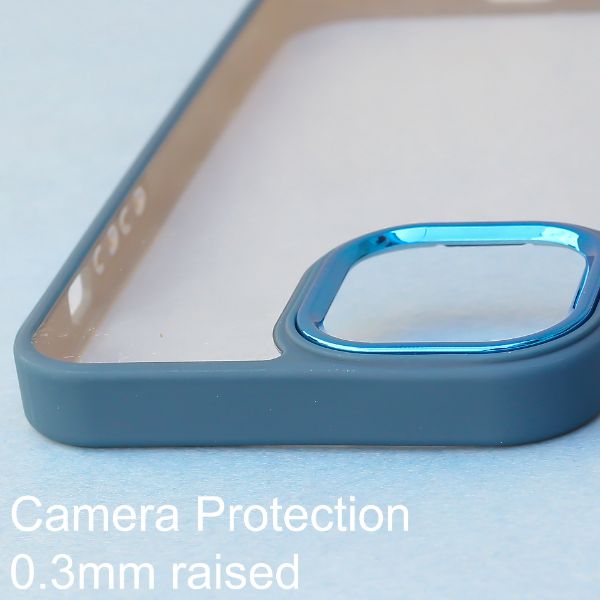 Dark Blue Metal Safe Transparent Case for Apple iphone 13