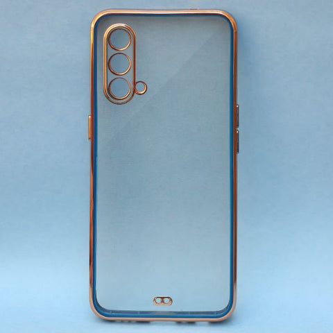 Blue Electroplated Transparent Case for Oneplus Nord CE