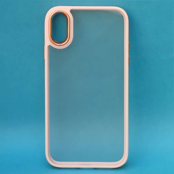 Peach Metal Safe Transparent Case for Apple iphone X/xs